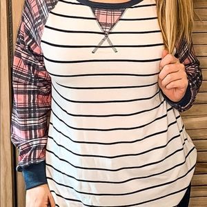 Striped plaid long sleeve